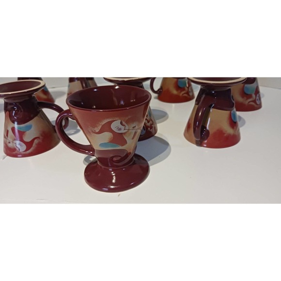 Linda Frichtel FRANGELICO Liqueur Espresso Demitasse Cups Mardi Gras Signed 1999 - Picture 11 of 13